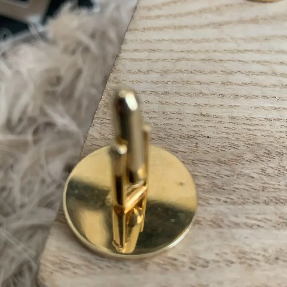 Vintage Swank Gold Tone Geometric Cuff Links & Tie Tack With Original Box